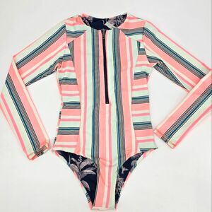 Maaji Multicolor Striped Reversible Long Sleeve Swimsuit Size S NWT